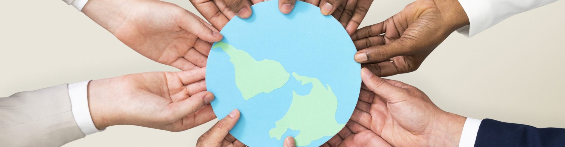 Hands holding earth CSR business campaign
